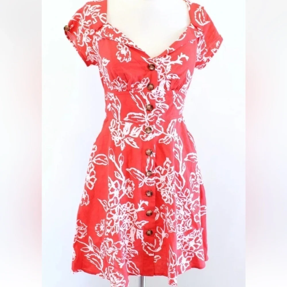 Sz 4 Free People A Thing Called Love Flo Blend Mini Dress Red Orange - Picture 8 of 14